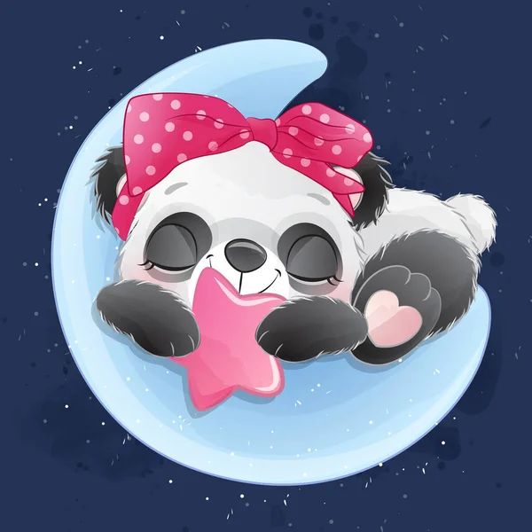 Niedlicher Kleiner Panda Mit Aquarell Illustration — Stockvektor