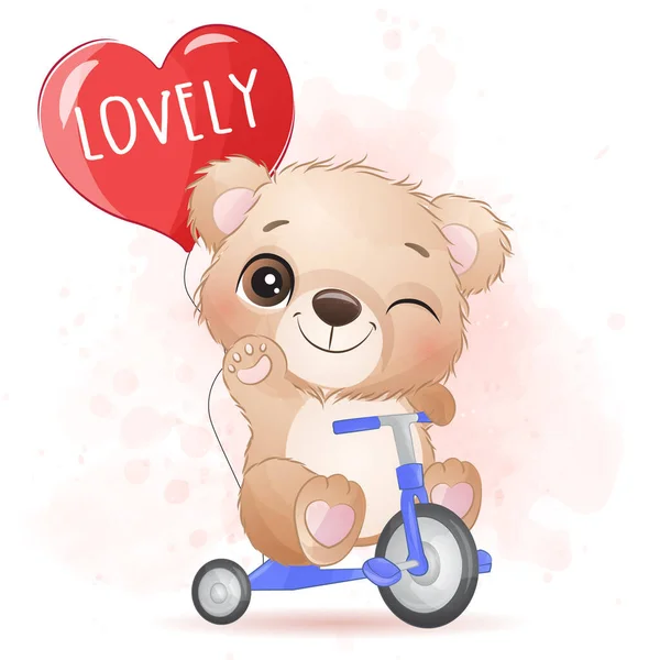 Cute Little Bear Jazda Rowerze — Wektor stockowy