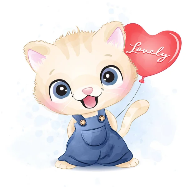사랑의 그림을 귀여운 고양이 — 스톡 벡터
