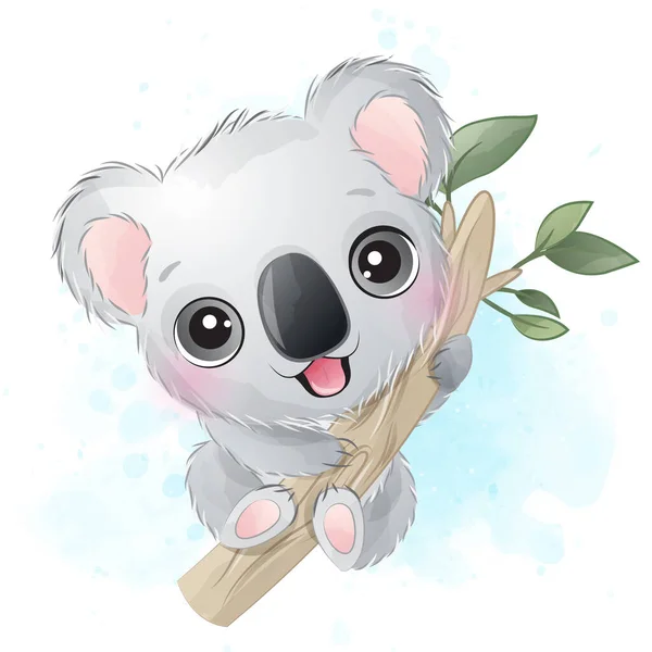 Söt Koala Björn Porträtt Illustration — Stock vektor