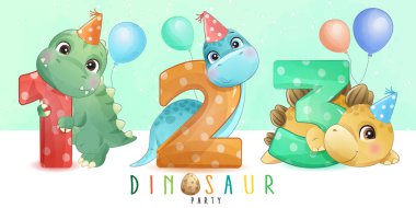 Numaralandırma koleksiyonu olan şirin bir dinozor.