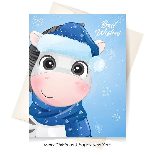 Suluboya resimli şirin karalama zebrası.