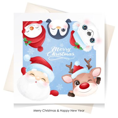 Suluboya resimli şirin bir karalama hayvanı.