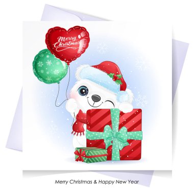 Suluboya resimli şirin bir karalama ayısı.