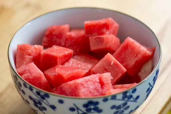 Vista Dall Alto Dei Cubetti Frutta Anguria Citrullus Lanatus Una — Foto Stock