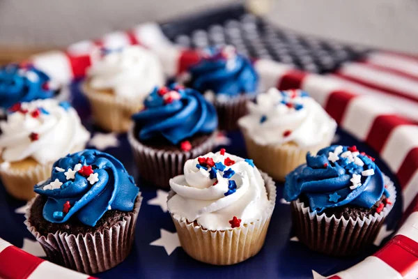 Cupcakes Voor Fourth July Feest Celebration Concept Stockfoto