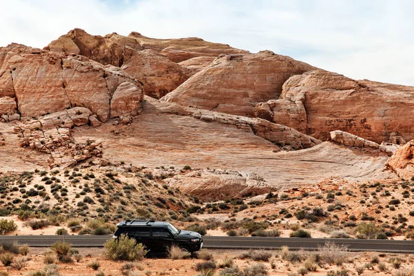 Road In Stone Desert At Valley Of Fire State Park, Southern Nevada, USA