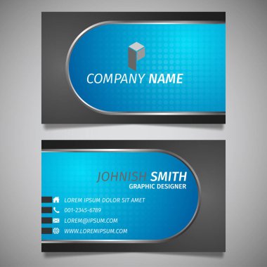 modern yaratıcı basit iş kartı siyah ve mavi şablon vektörü