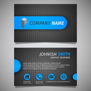 Modern yaratıcı basit iş kartı siyah ve mavi şablon vektör tasarımı