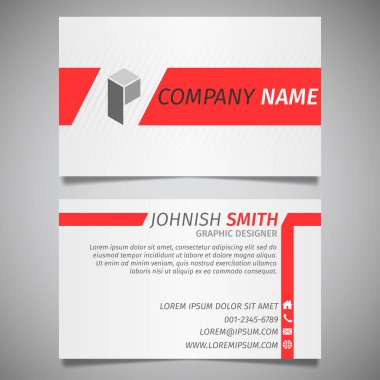 modern yaratıcı basit iş kartı beyaz ve kırmızı şablon vektörü