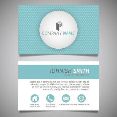 Klasik yaratıcı basit iş kartı beyaz ve mavi şablon vektörü