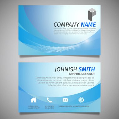 Modern yaratıcı basit iş kartı beyaz ve mavi şablon vektör tasarımı