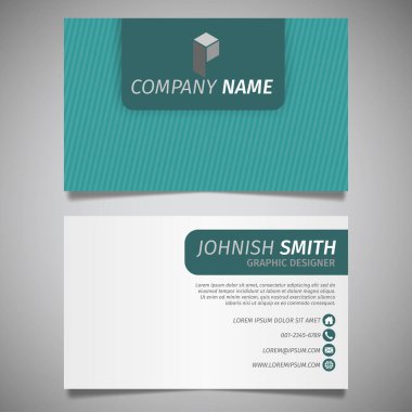 Klasik çizgi yaratıcı basit iş kartı beyaz ve mavi şablon vektörü