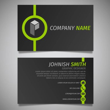 Modern yaratıcı basit iş kartı siyah ve yeşil daire şablonu