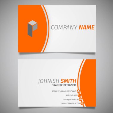 Modern yaratıcı basit kartvizit beyaz ve turuncu eğri vektör tasarımı