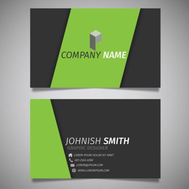 Modern yaratıcı tasarım basit iş kartı siyah ve yeşil daire şablonu