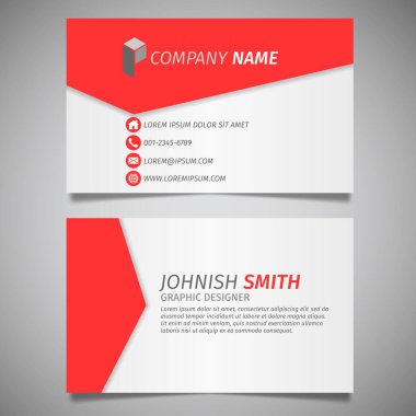 Modern yaratıcı tasarım basit kartvizit beyaz ve kırmızı şablon vektörü