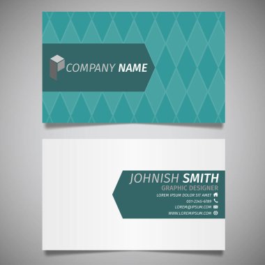 Klasik çizgi çokgeni basit basit iş kartı beyaz ve yeşil şablon vektörü