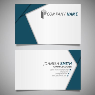 Modern yaratıcı basit iş kartı beyaz ve mavi çokgen şablon vektörü