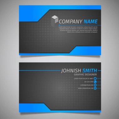modern teknoloji yaratıcı basit iş kartı siyah ve mavi şablon vektör tasarımı
