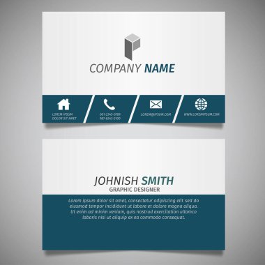 Modern yaratıcı kartvizit ve isim kartı, yatay basit temiz şablon vektör tasarımı, dikdörtgen boyutunda yerleşim.