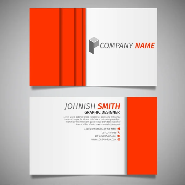 Moderno Creativo Simple Tarjeta Visita Blanco Naranja Plantilla Vector Diseño — Archivo Imágenes Vectoriales