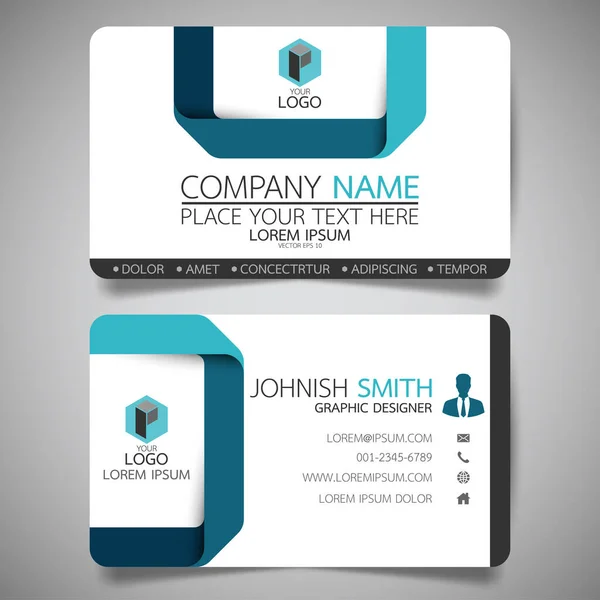 現代の創造的なビジネスカードと名前カード 水平シンプルなクリーンテンプレートベクトルデザイン 長方形のサイズのレイアウト — ストックベクタ