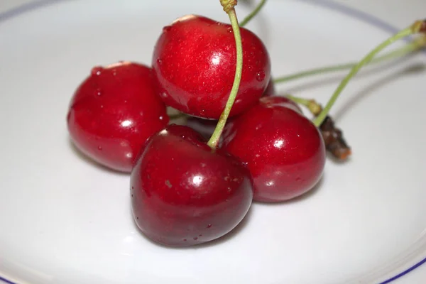 Rote Kirschen Aus Nächster Nähe — Stockfoto