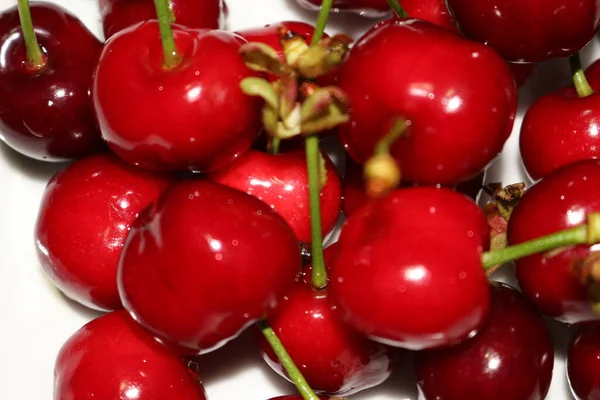 Rote Kirschen Aus Nächster Nähe — Stockfoto