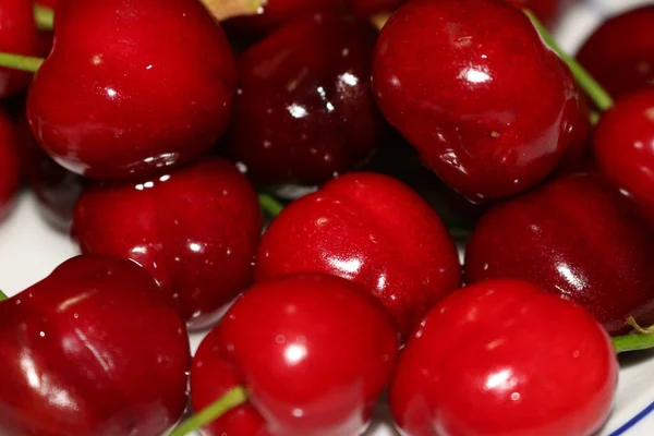 Rote Kirschen Aus Nächster Nähe — Stockfoto