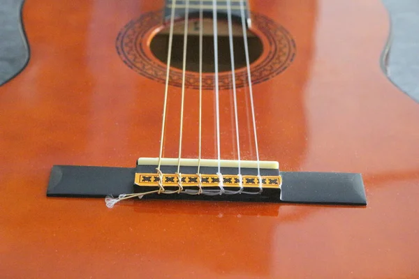 Klassische Gitarre Nahaufnahme Einer Gitarre Detailaufnahme — Stockfoto