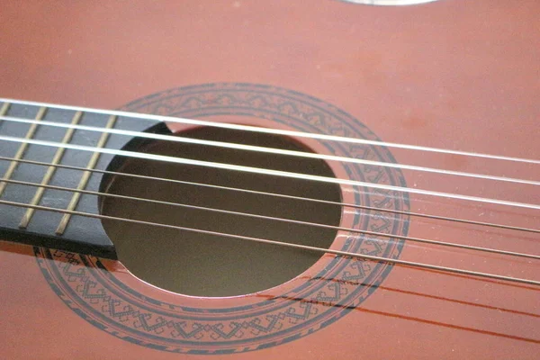 Klassische Gitarre Nahaufnahme Einer Gitarre Detailaufnahme — Stockfoto