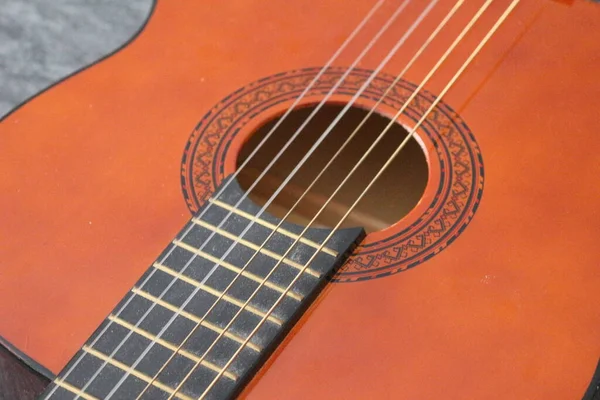 Klasická Kytara Zblízka Kytara Detailní Záběr Detaily — Stock fotografie