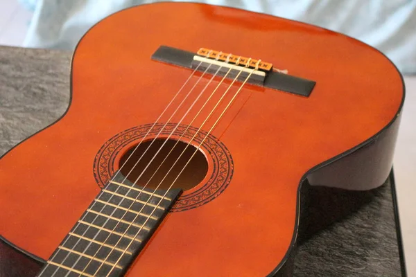 Classical Guitar Close Guitar Closeup Details — Stock Photo, Image