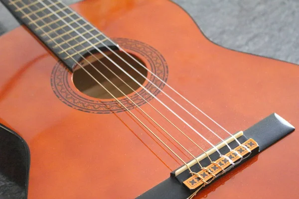 Classical Guitar Close Guitar Closeup Details — Stock Photo, Image