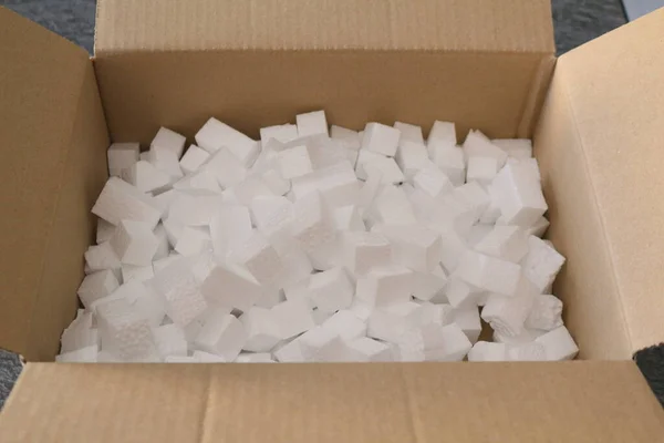 Cardboard Box Containing Pieces Polystyrene Packaging — Stock Photo, Image