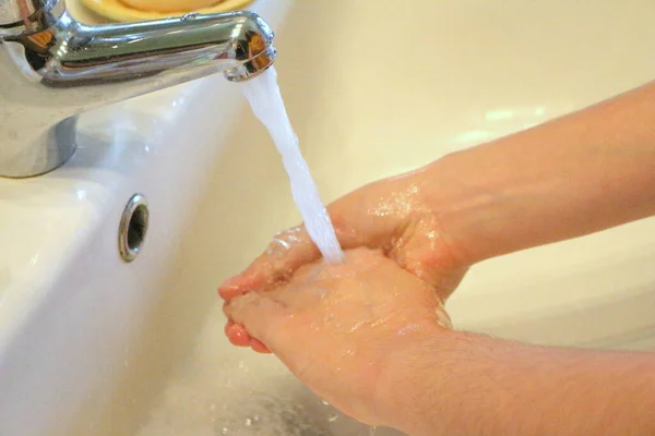 Untuk Mencegah Serangan Jantung Segeralah Cuci Tangan Dengan Air Dan — Stok Foto