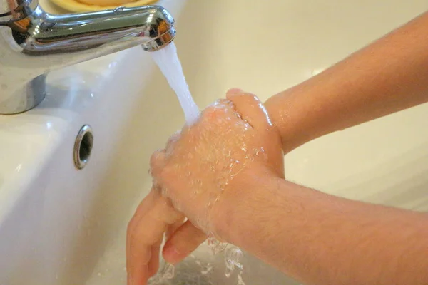 Prevent Coronavirus Wash Your Hands Frequently Water Sanitizing Soap Rub — Stock Photo, Image