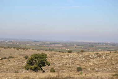 Quasano Alta Murgia Parkı. Murgia tepelerinin panoramik manzarası. Puglia, İtalya