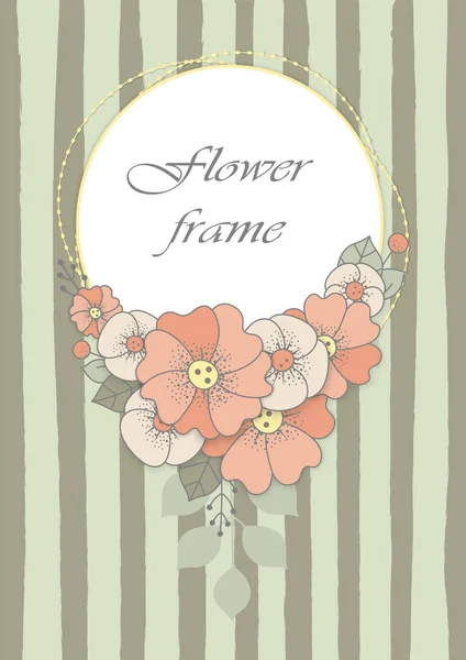 古色古香的花束可用作邀请函 折扣卡 纸张和织物印刷的花框 — 图库矢量图片