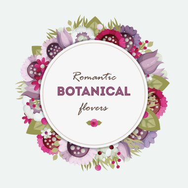 Tebrik ve davetiyeler için güzel çiçek çerçeveleri. Mutlu yıllar ve diğer tatiller. Baskın renkler ahududu, pembe, leylak, yeşil ve gri.