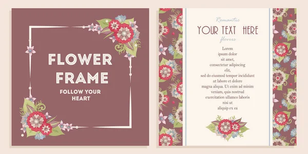 结婚纪念日 生日和派对的一套矢量花框 邀请函 剪贴簿 折扣卡的设计 印刷产品 — 图库矢量图片