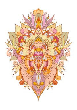 Vektör çiçek tasarım elementi. Süslü püslü bir sanat. Güzel çiçekler. İç tasarım, kumaş ve nakış üzerine baskı yapmak için kullanılabilir.