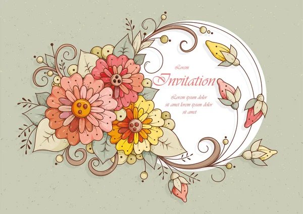 Ευχετήρια Κάρτα Αφηρημένα Λουλούδια Μπορεί Χρησιμοποιηθεί Προσκλητήριο Για Γάμο Γενέθλια — Διανυσματικό Αρχείο