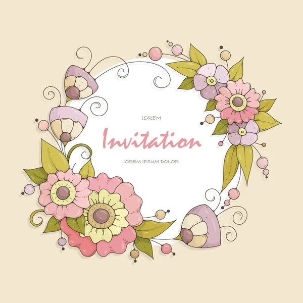 Grußkarte Mit Abstrakten Blumen Sie Kann Als Einladungskarte Für Hochzeiten — Stockvektor