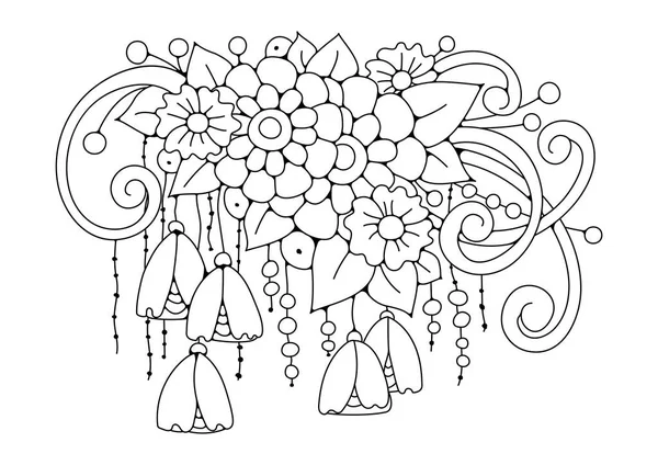 Coloriage Pour Adultes Enfants Âgés Motif Floral Abstrait Noir Blanc — Image vectorielle