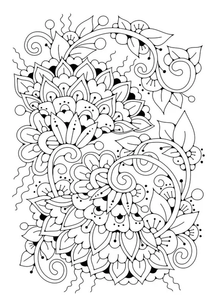 Hand Drawn Backdrop Coloring Book Page Adult Older Children Black — Stock Vector