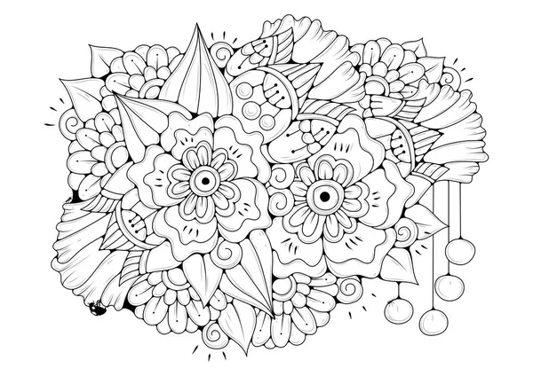 Coloriage Pour Adultes Enfants Âgés Motif Floral Abstrait Noir Blanc — Image vectorielle