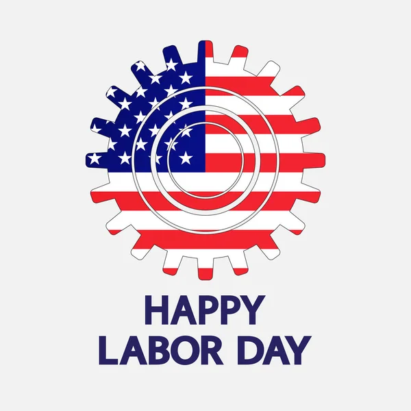 Happy Labor Day concept, greeting card, poster, banner. Gear Shaped American Flag on gray background. USA annual holiday.