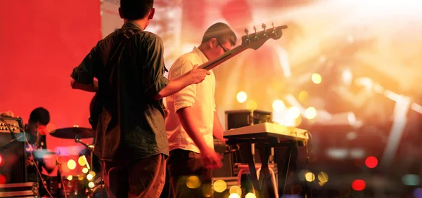 Guitarrista Banda Palco Para Blackground Guitarrista Conceito Suave Desfocado — Fotografia de Stock